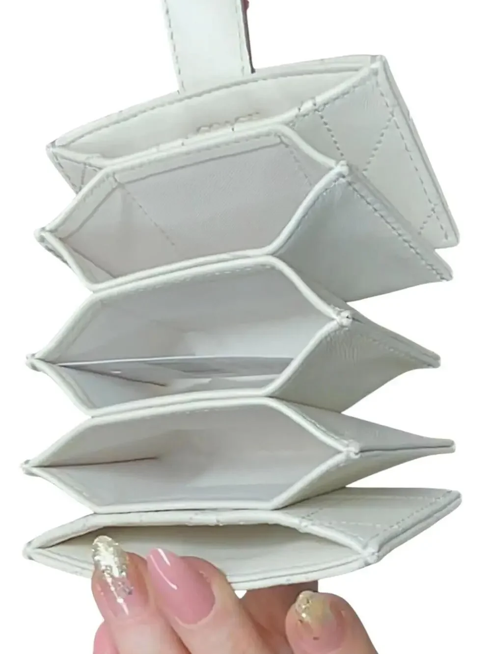 Coach Quilted Leather Accordion Card Holder Wallet in White - Picture 5 of 7
